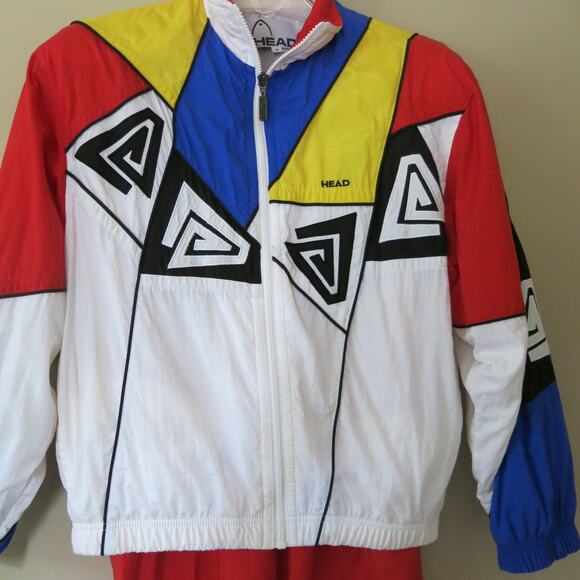 Vtg HEAD Track Suit Size S Women Jacket Pants Red Blue 1980s Hip Hop Streetwear - Picture 3 of 12